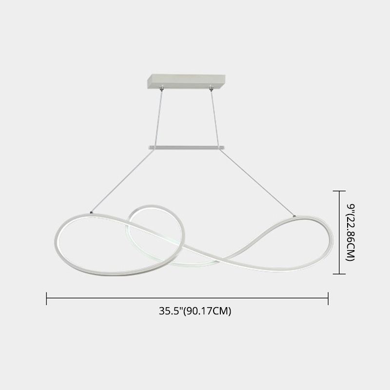 LED Strip Island Light Fixture Minimalist Metal Dining Room Linear Pendant Lighting