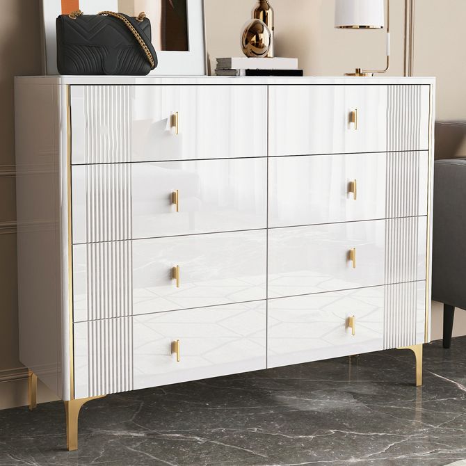 Glam Stone Bedroom Chest Horizontal Storage Chest with Drawers