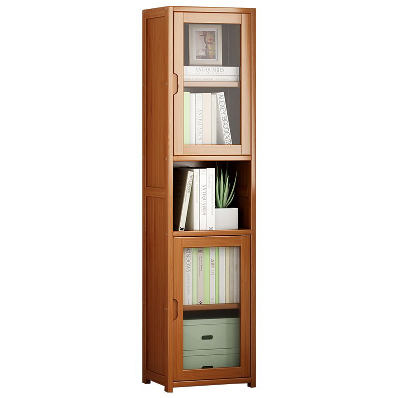 Contemporary Closed Back Bookshelf Vertical Bamboo Bookcase for Home Use
