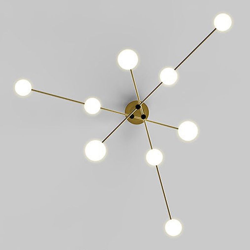 5 / 6 / 9 - Light Kitchen Island Pendant Iron and Glass Ceiling Fixture in Black / Gold