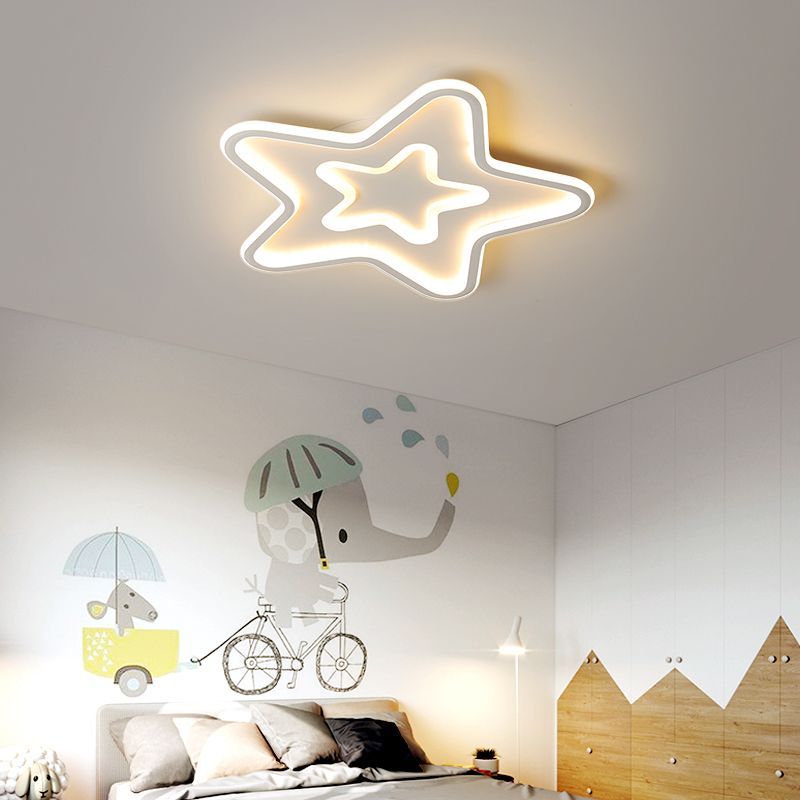 Acrylic Star LED Flush Mount Lamp Simplicity Gold Finish Ceiling Light for Child Room