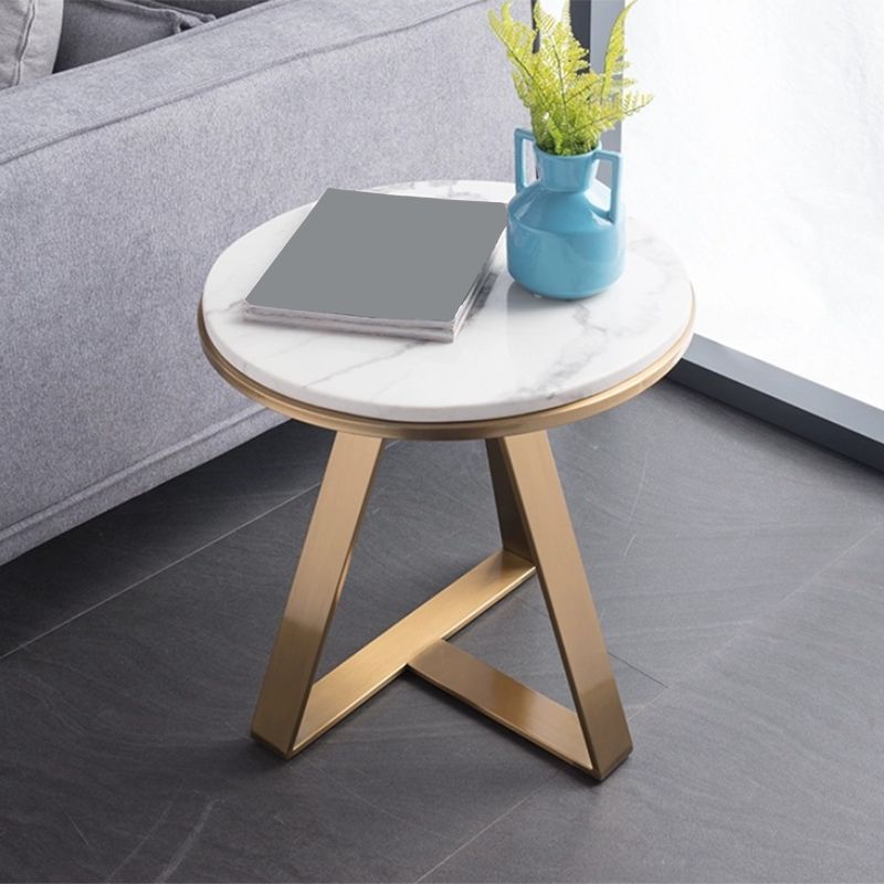 Round Marble End Table Set Glam Dia 19.7-In Sofa Side Accent Table