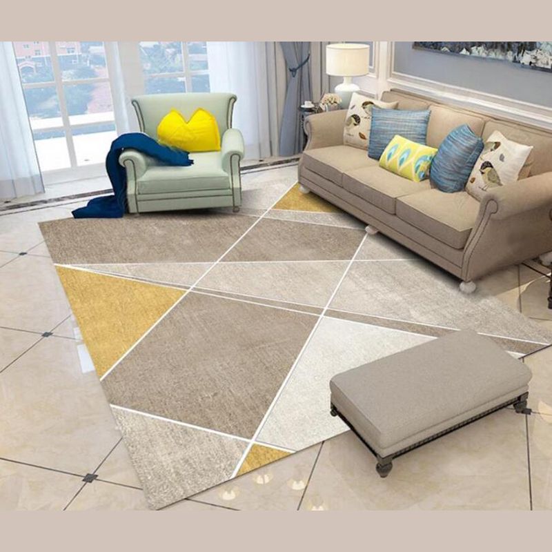 Modern Geometric Carpet Funky Washable Rug Living Room Polyster Carpet with Non-Slip Backing