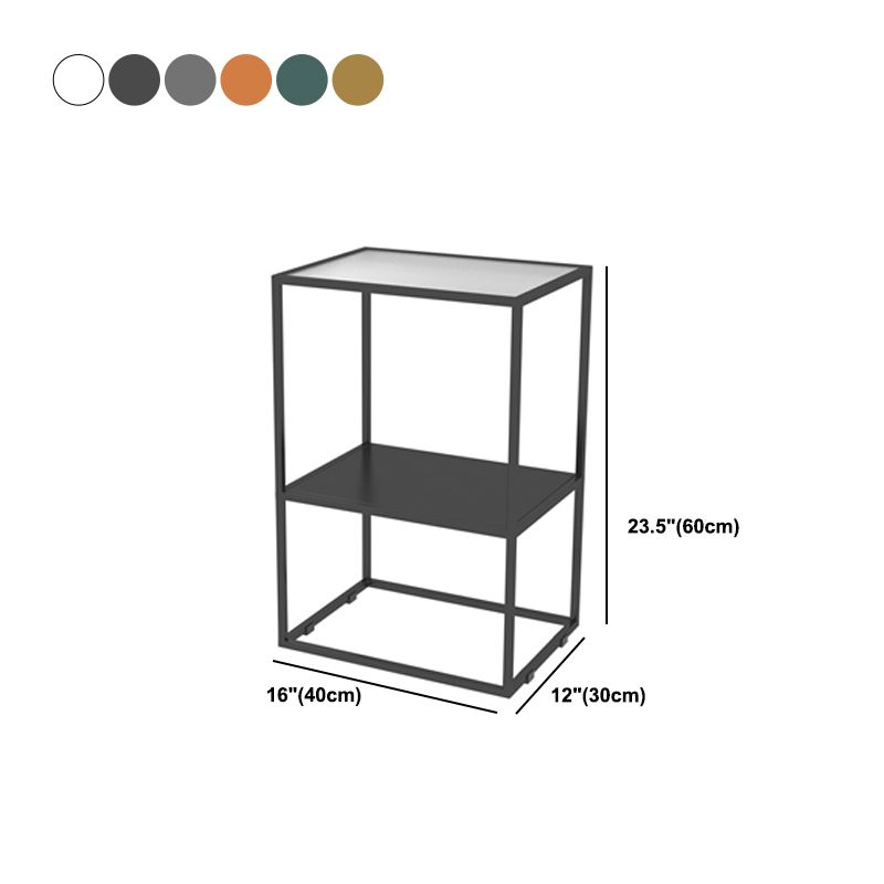 Contemporary Open Storage Nightstand Metal Night Table with Shelves