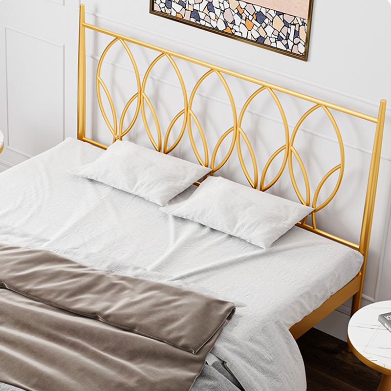 Glam 47" Tall Metal Open-Frame Bed with Rectangular Headboard