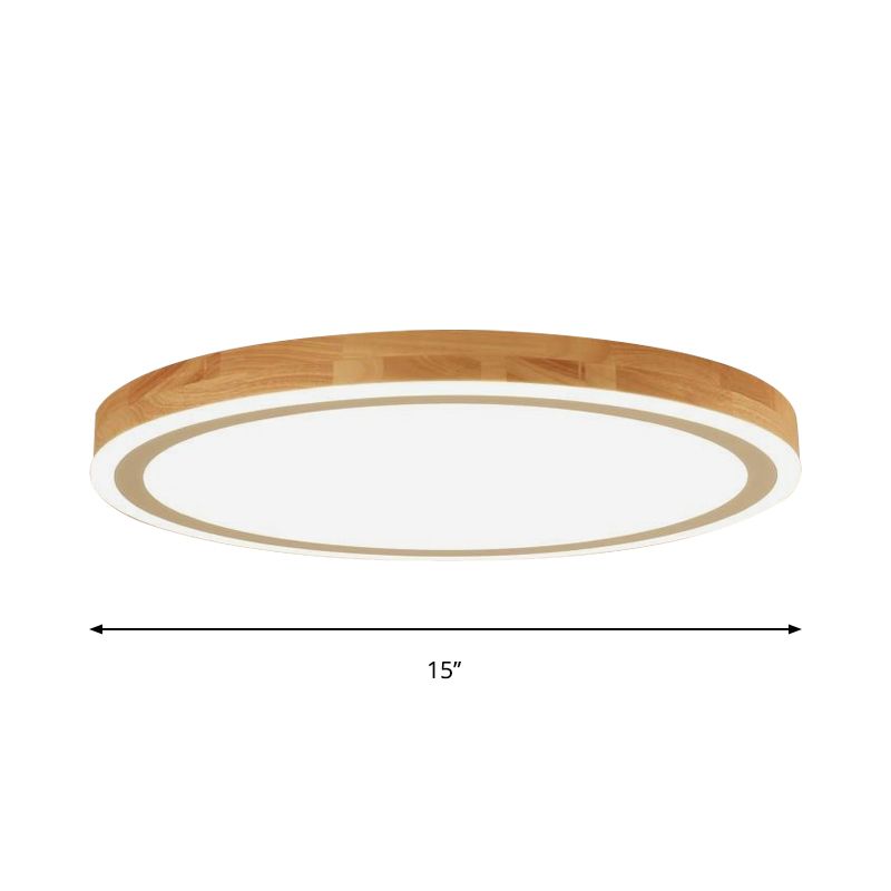 Iluminación empotrada redonda súper fina, Kit de lámpara de techo LED de madera Natural de estilo nórdico de 12 "/15" de diámetro para dormitorio
