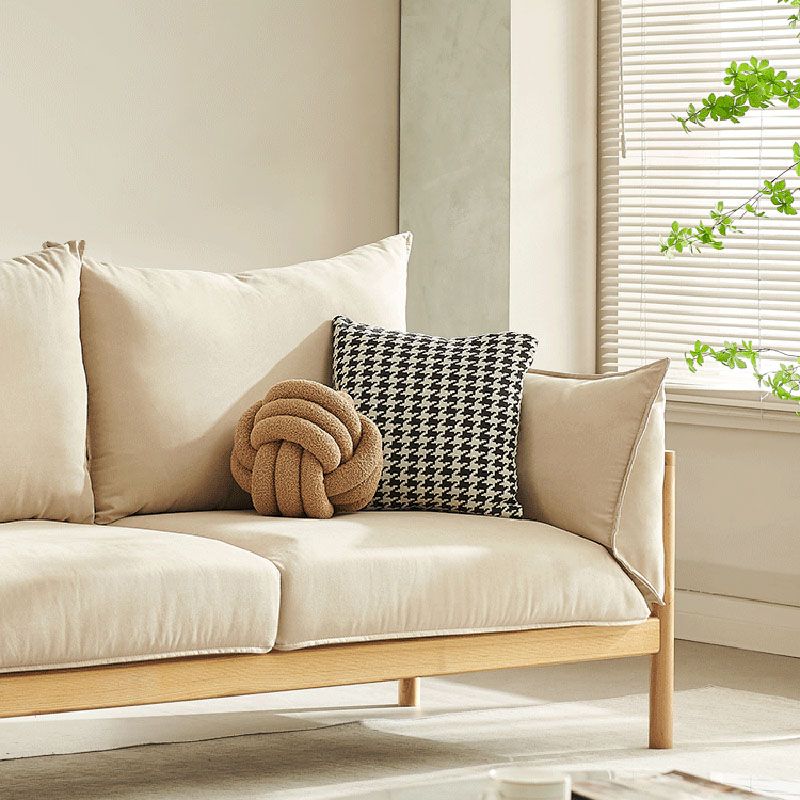 Stationary Cotton 2-seater Living Room Square Arm Cushions Sofa