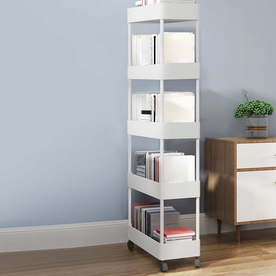 Contemporary Style Plastic Bookcase Wheel Bookshelf for Home Office