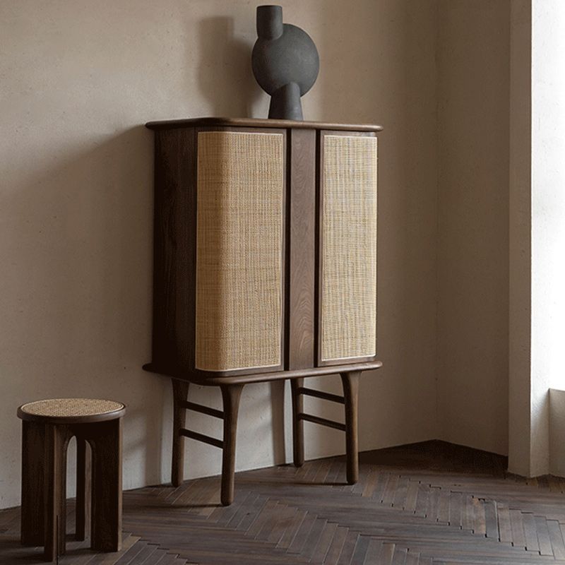 Rectangle Storage Cabinet Solid Wood Standard Cabinet with Doors