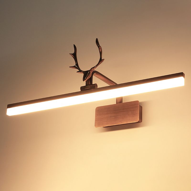 Metal Vanity Light with Antler Mid Century Modern Wall Mount Light in Gold