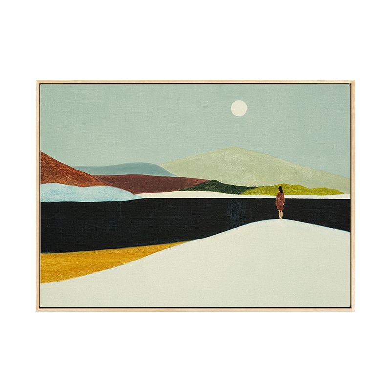 Abstract Mountain Drawing Canvas Print Minimalist Textured Wall Art in Family Room