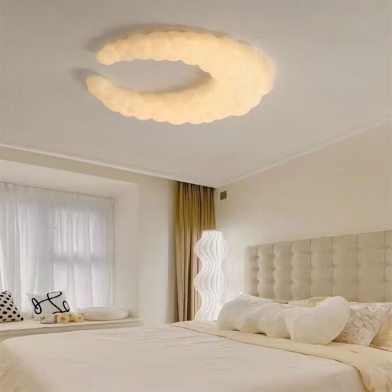 Crescent LED Flush Mount Acrylic Contemporary Ceiling Flush in Ivory White