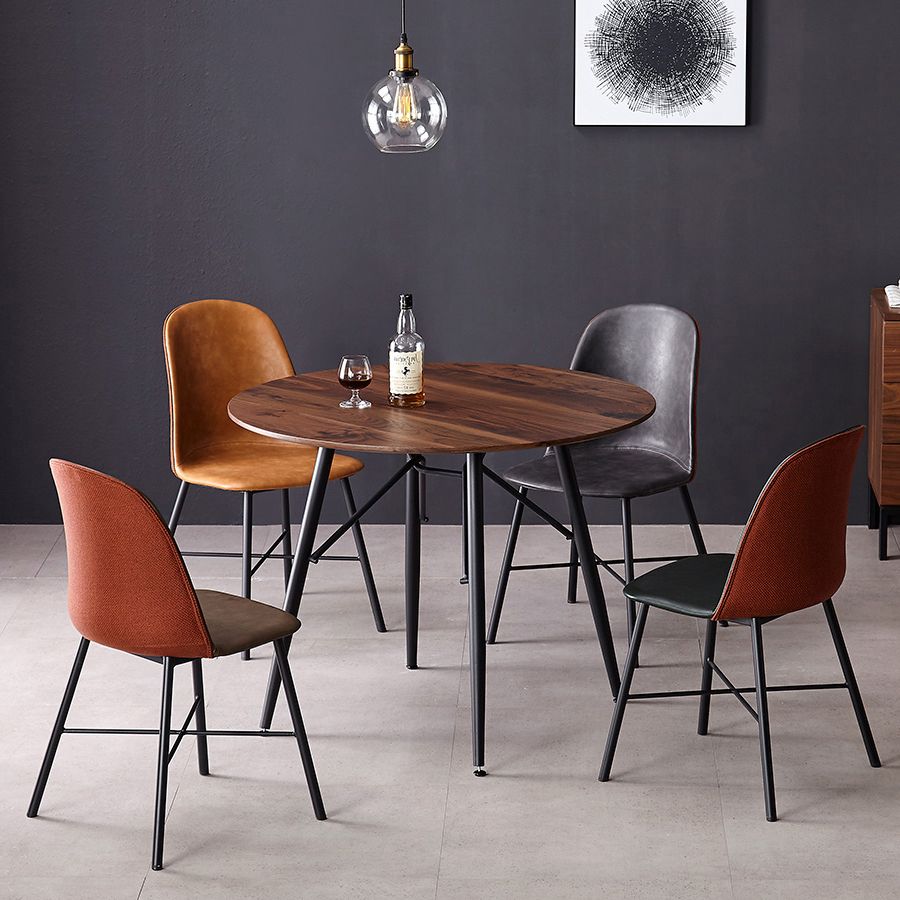 Sillas de comedor modernas sin brazos, respaldo sólido, silla lateral de comedor con patas negras (juego de 2)