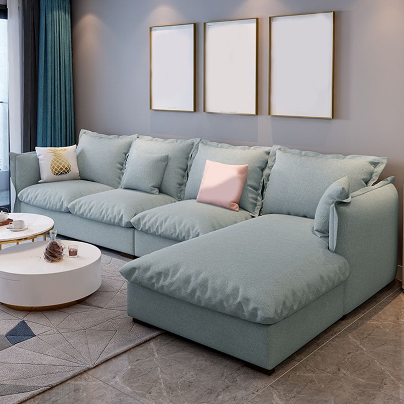 Modern Square Arm Sofa & Chaise, Loose Back Linen Sofa - 70.87" D