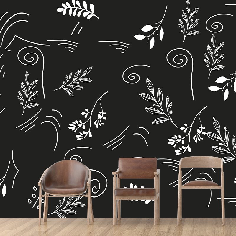 Environmental Wall Mural Wallpaper Plants Illustration Living Room Wall Mural