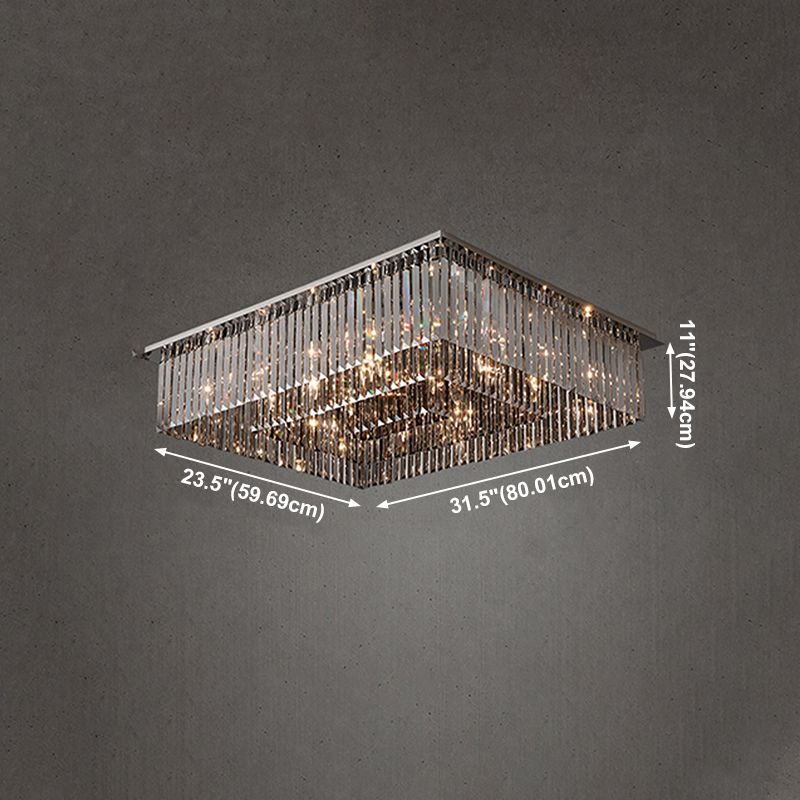 Plafonnier en cristal simple et moderne, en acier inoxydable, forme géométrique, montage encastré