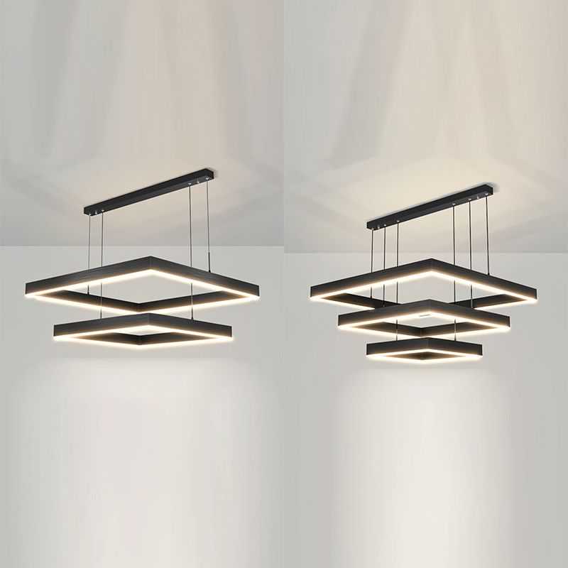 Modern Square Shape Chandelier Light Fixtures Restaurant Hanging Chandelier for Sitting Room