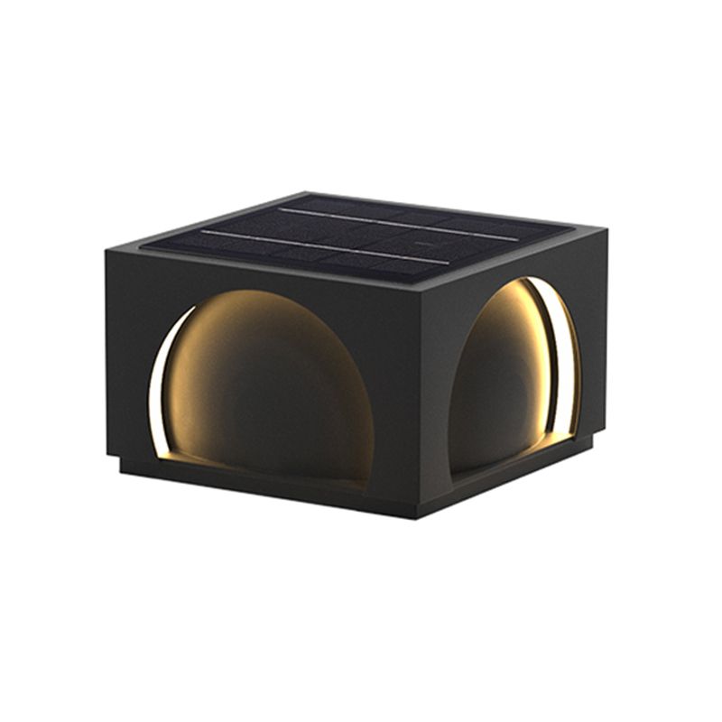 Square Contemporary Waterproof Pillar Light in Black for Courtyard