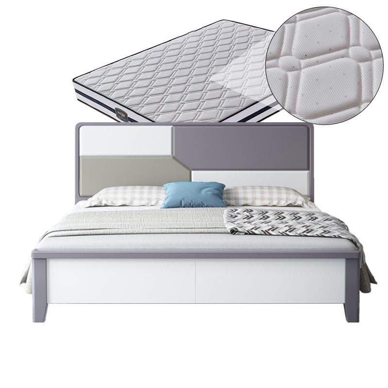 43.3" Tall Solid Wood Panel Bed Contemporary Bed Frame with Headboard