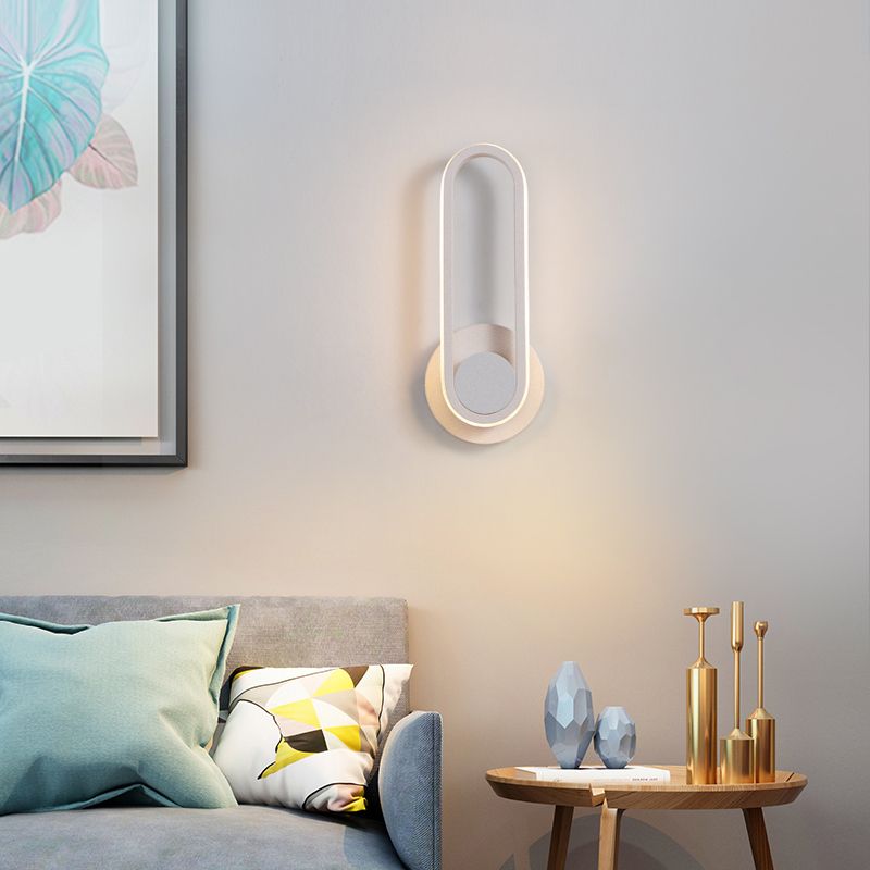 Oval Shade Metal Wall Sconce Modern Style Single Light Wall Mounted Light