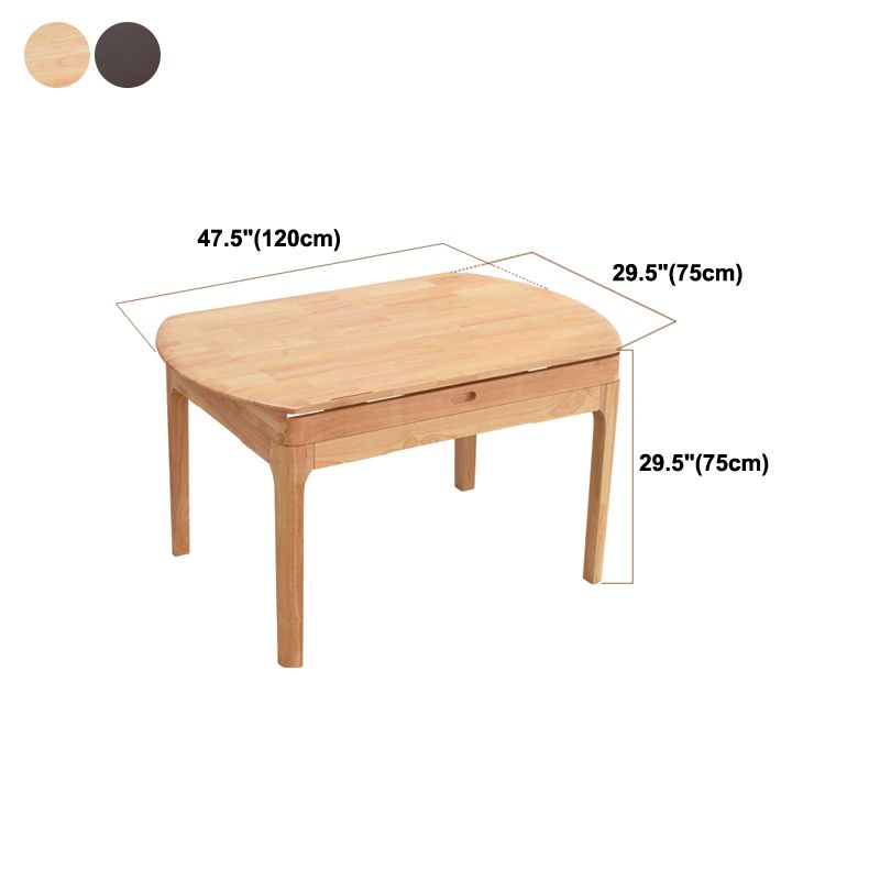 Solid Wood Dining Table Modern Extendable Furniture with 4 Legs for Home