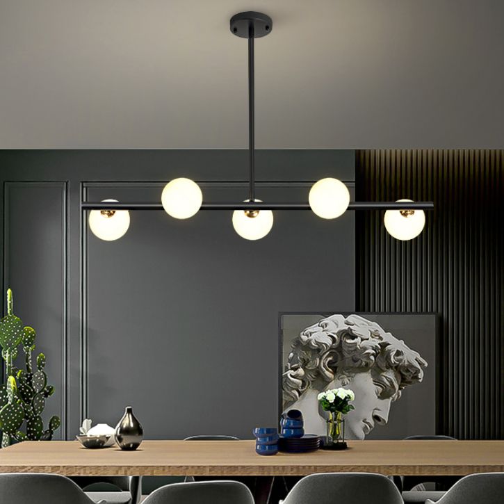 Round-Shaped Island Lighting Idea Nordic-Style Glass Chandelier Lighting Fixture