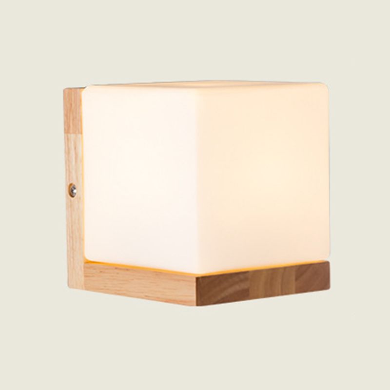 Modern Style Square Wall Light Wood 1 Light Sconces for Bedroom