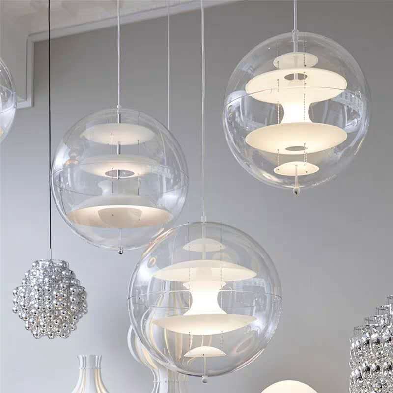 Moderne minimalistische 1 leichte Anhänger Beleuchtung kreativer Sphäre klarer Glas Drop Anhänger für Wohnzimmer
