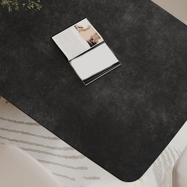 Black Stone Dining Table Set 1/4/5/7 Pcs Indoor Dinette Set with Leather Chairs