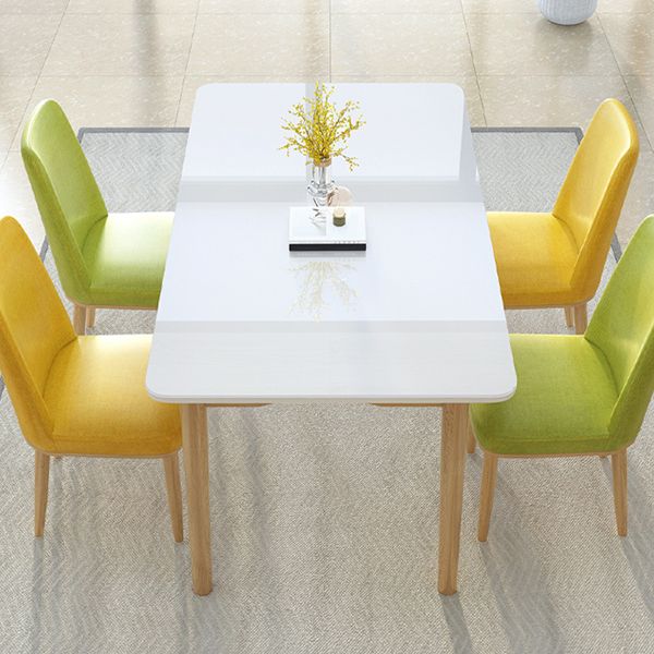 Contemporary White Rectangle Glass Top Dining Table with Legs