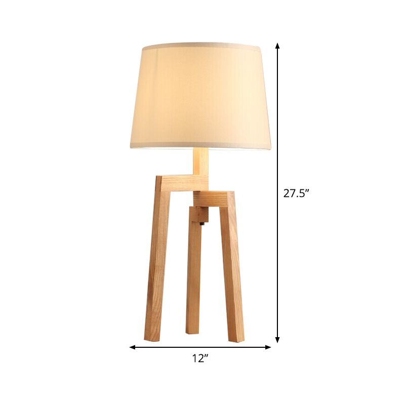 Lampada da comodino in legno con paralume a cono, moderna in tessuto, a 1 lampadina, per soggiorno