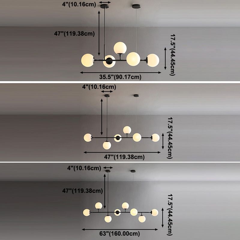 Round Dinning Room Island Pendant Light Glass Minimalist Style Hanging Island Light