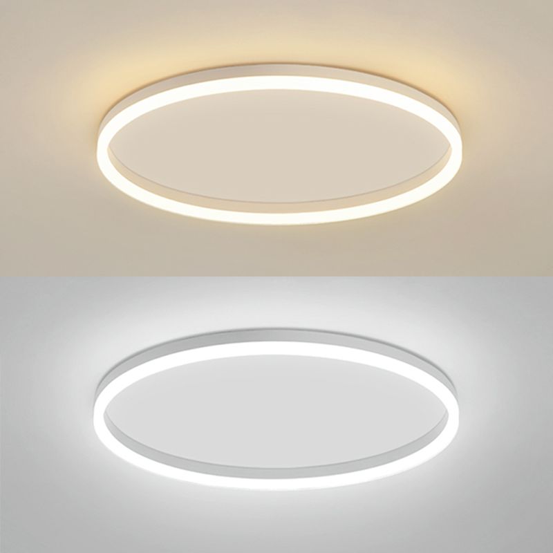 Metal Round Shape Flush Mount Light Modern 1 Light Flush Mount Lighting Fixtures in White