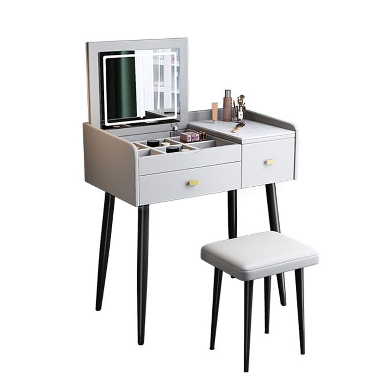 Contemporary Vanity Desk 2- Drawer Slate Top Table Makeup Vanity