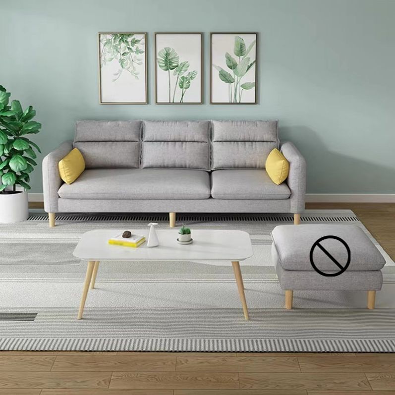 3/4 Seater 27.5"H Linen Solid Color Square Arm Sofa for Living Room