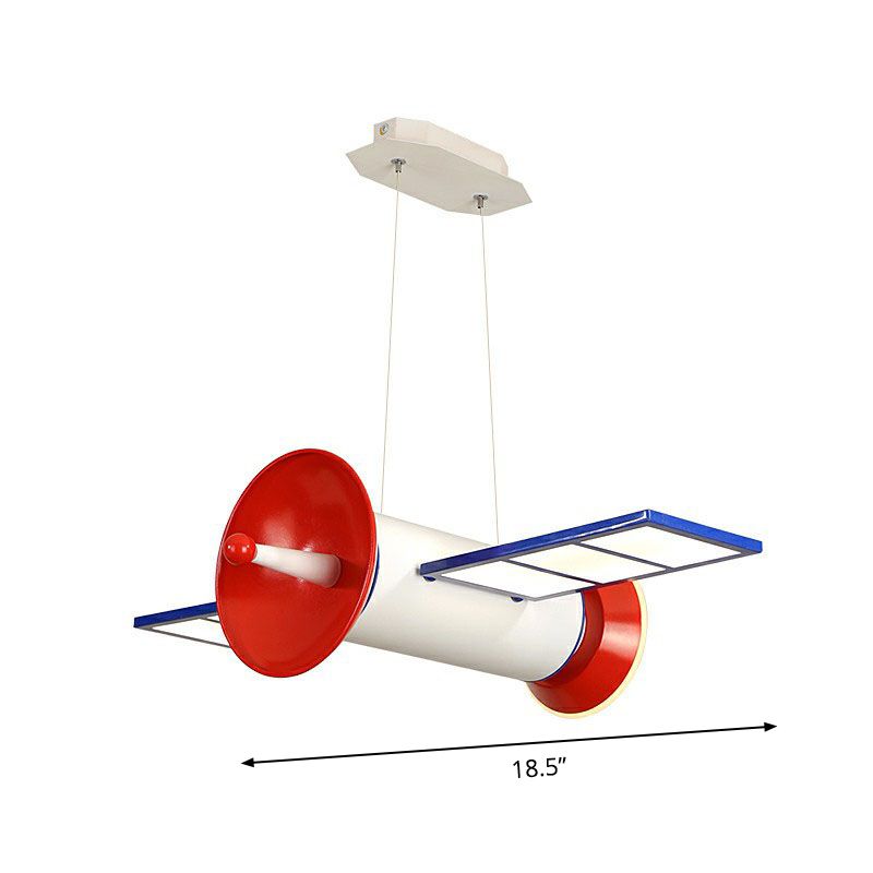 Space Satellite LED Ceiling Lighting Childrens Acrylic Bedroom Chandelier Light Fixture in Red