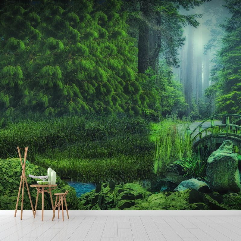 Illustration Forest Mural Wallpaper Decorative Mildew Resistant Wall Decor