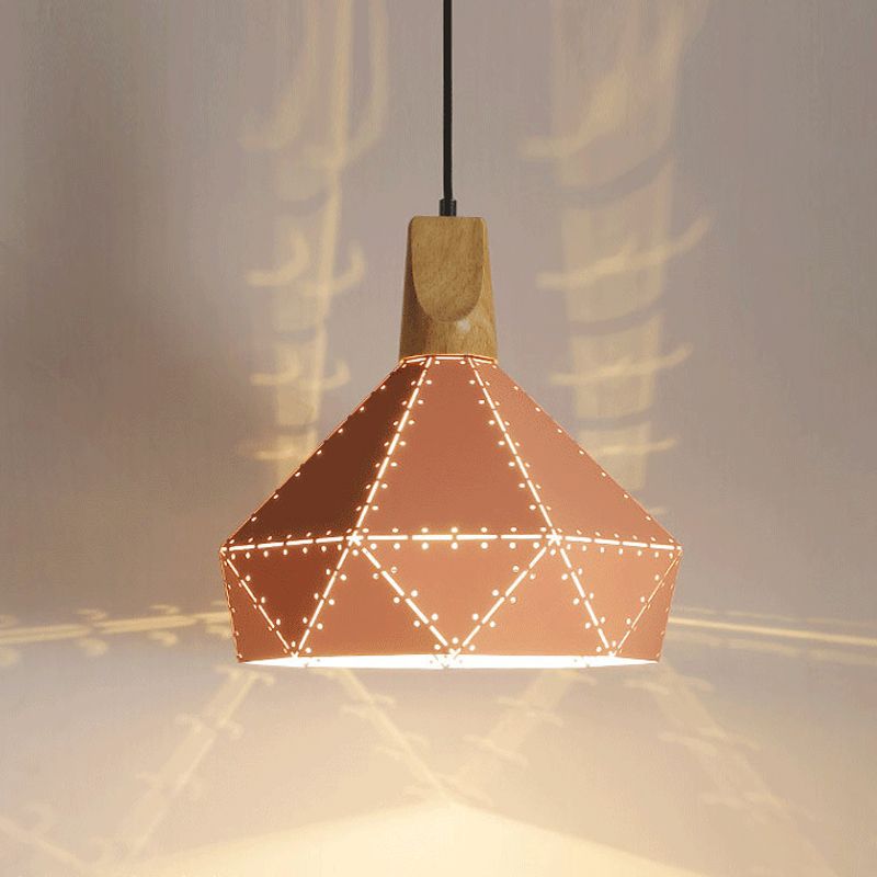 Macaron Metal Diamond Drop Lamp 1-Light Dining Room Pendant Light Fixture