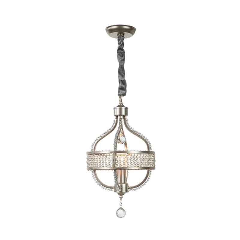Silver Globe-Like Chandelier Luxury Modern Crystal Hanging Light for Dining Room
