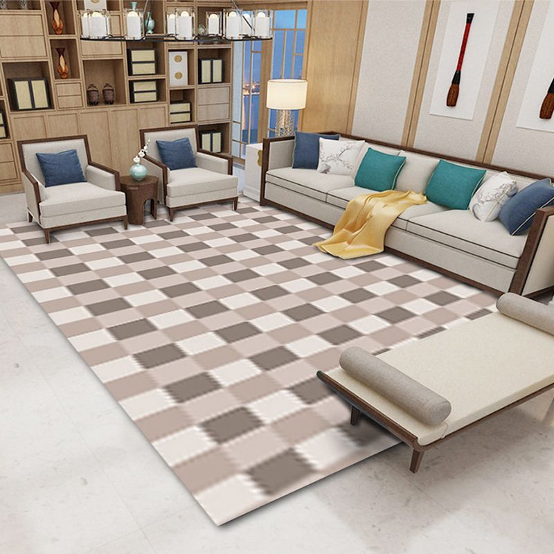 Brown Circle Rug Polyester Modern Area Rug Non-Slip Backing Rug for Living Room