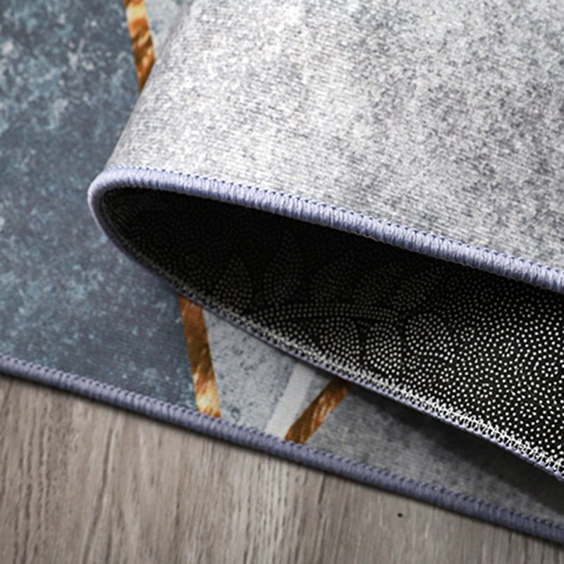 Simple Geometric Printed Carpet Polyester Indoor Rug Non-Slip Backing Rug for Home Decoration