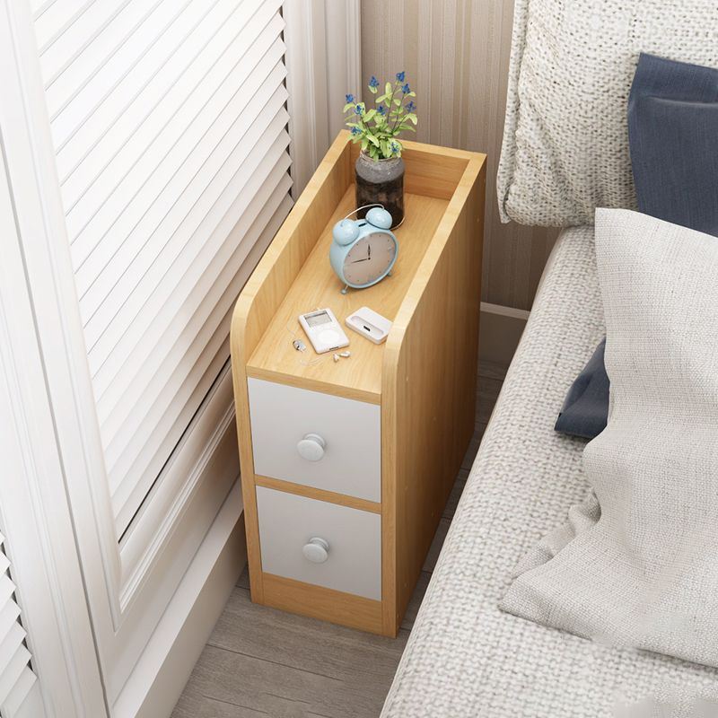 Wood Nightstand with Drawer Storage 20-inch Tall Modern Night Table