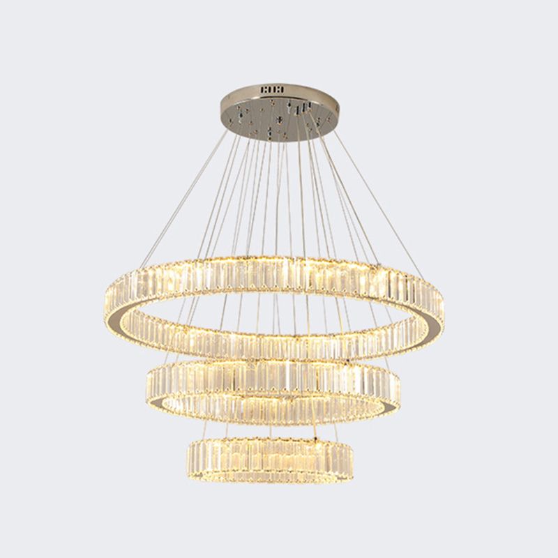 Lampada il lampadario di cristallo a LED a LED a LED a LED di cerchi di cerchi cromati per soggiorno
