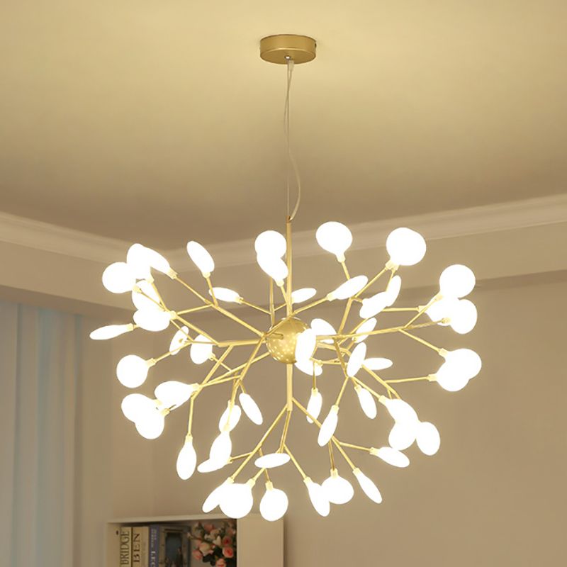 Metal Branch Shape Chandelier Nordic Style Fireflies Hanging Lamp for Restaurant