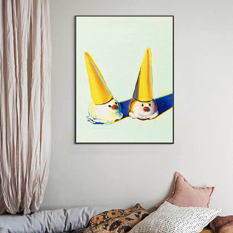 Ice Cream Painting Yellow Canvas Materials Wall Art Print Textured, Multiple Sizes