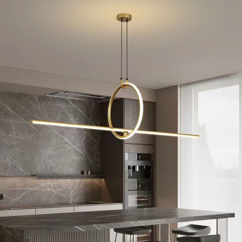 Post Modern 2 - Light Kitchen Island Fixture Iron LED Pendant Ceiling in Black / Gold