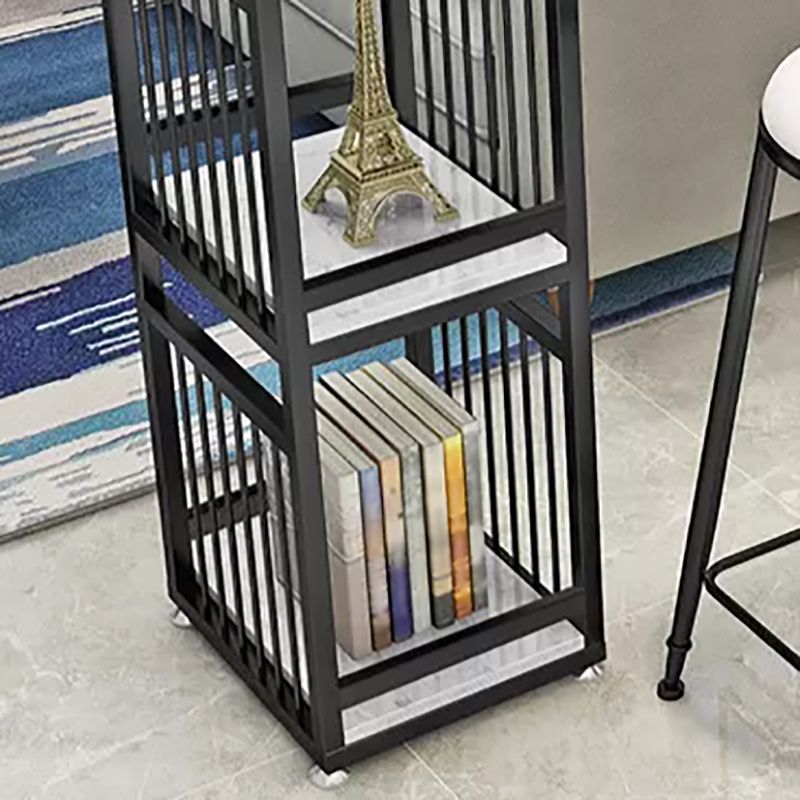 Glam Faux Rectangle Bar Counter Table Marble Bar Counter Table with Metal Legs for Home