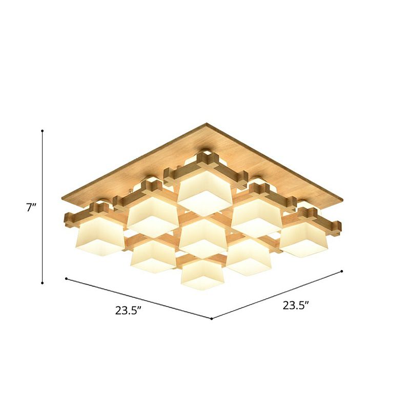 Vérification près du plafond Light Nordic Milk Glass Wood Mont Semi Flush Mount pour salle à manger