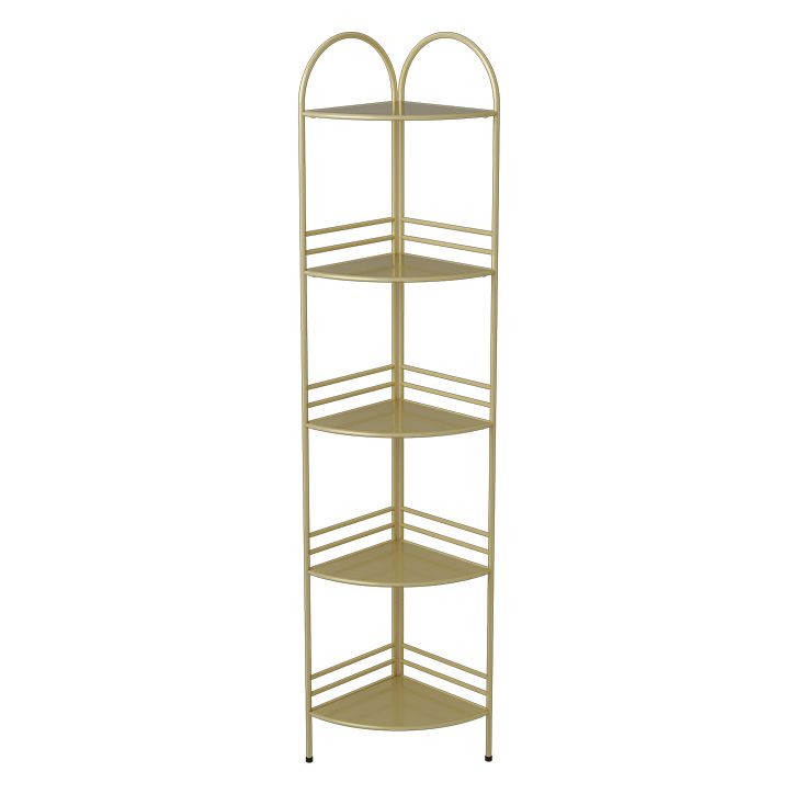 Modern Style Corner Bookshelf Open Back Metal Bookcase for Home