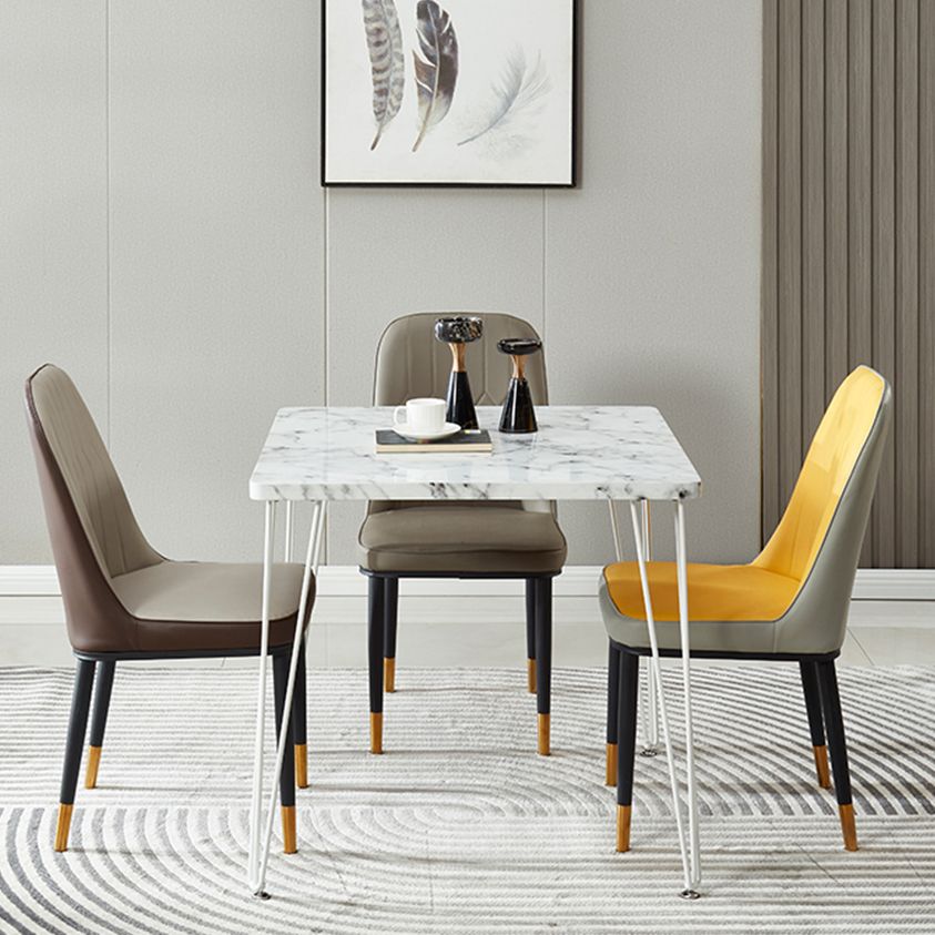 Industrial Style Sintered Stone Dining Table 4 Legs Base Square Table for Home